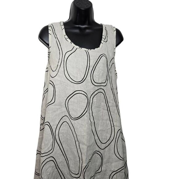 Cristina Vergani Dress Sleeveless 100% Linen Asymmetrical Hem Size Large - Picture 4 of 10